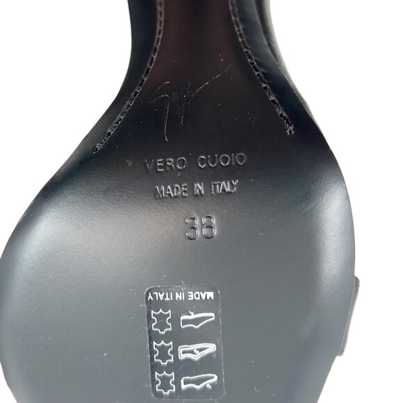 NWOB Giuseppe Zanotti Chain-Link Ring Ankle Strap Black Heeled Sandals - Picture 8 of 11